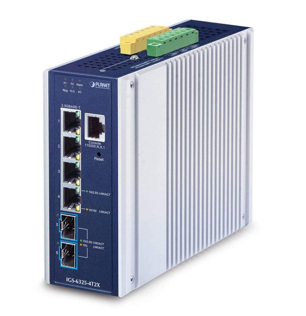 Switch Ethernet Administrado Industrial L3 de 4 Puertos 2.5GBASE-T + 2 Puertos 10GBASE-X SFP+