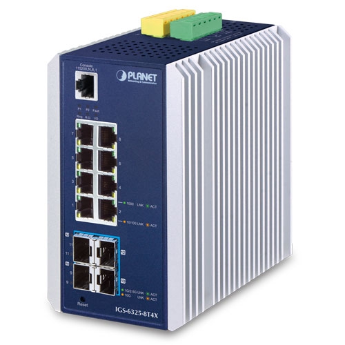 Switch Ethernet administrado industrial L3 de 8 puertos 10/100/1000T + 4 puertos 10G SFP+