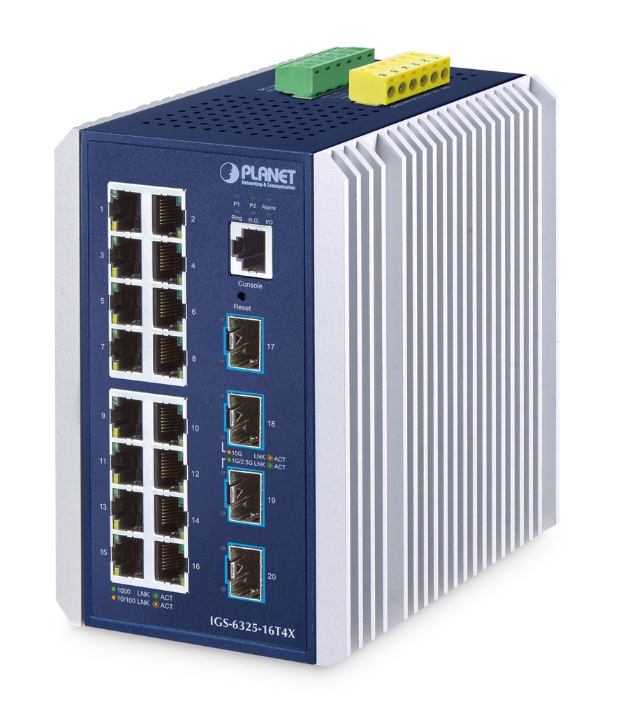 Switch Industrial L3 16 puertos 10/100/1000BASE-T + 4 puertos 10GBASE-X SFP + Switch administrado