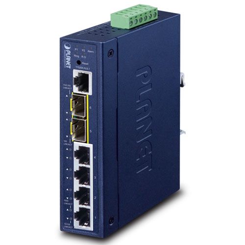 Switch Ethernet administrado SFP industrial L2+ de 4 puertos 10/100/1000T + 2 puertos 100/1000X