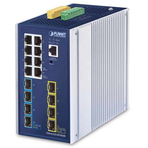 Switch Ethernet TSN administrado Industrial L3 de 8 puertos 10/100/1000T + 4 puertos 1G/2.5G SFP + 4 puertos 10G SFP+