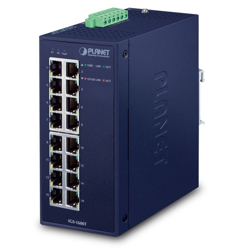 Switch Ethernet industrial de 16 puertos 10/100/1000T (-40~75 grados C)