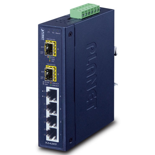 Switch Ethernet industrial 10/100/1000BASE-T de 4 puertos + 2 puertos 100/1G/2.5GBASE-X SFP