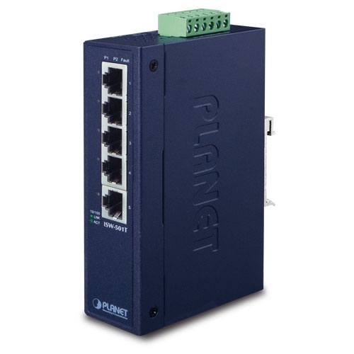 Switch Fast Ethernet industrial 10/100TX de 5 puertos (temperatura de funcionamiento de -40 a 75 grados C)