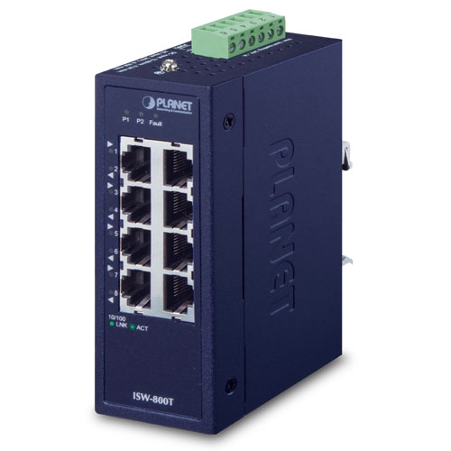 Switch Ethernet compacto industrial de 8 puertos 10/100TX (temperatura de funcionamiento de -40 a 75 grados C)