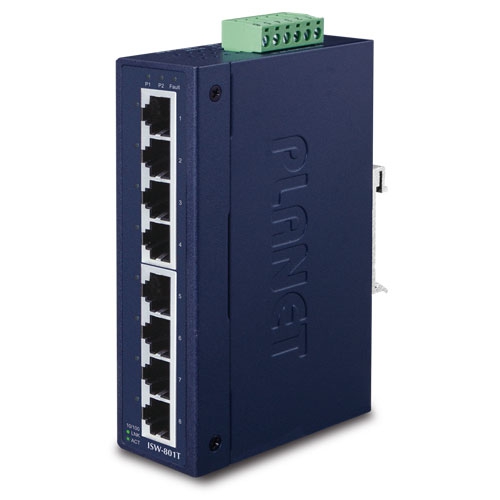 Switch Fast Ethernet industrial 10/100TX de 8 puertos (temperatura de funcionamiento de -40 a 75 grados C)