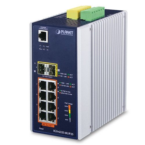 Switch Administrado Industrial L3 de 8 Puertos 10/100/1000T 802.3bt PoE + 2 Puertos 100/1000X SFP