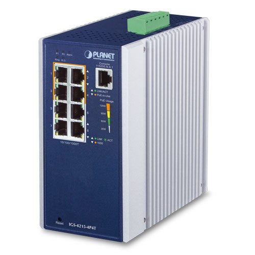 Switch Industrial de 4 Puertos 10/100/1000T 802.3at PoE + Switch Administrado de 4 Puertos 10/100/1000T (-40~75 Grados C)