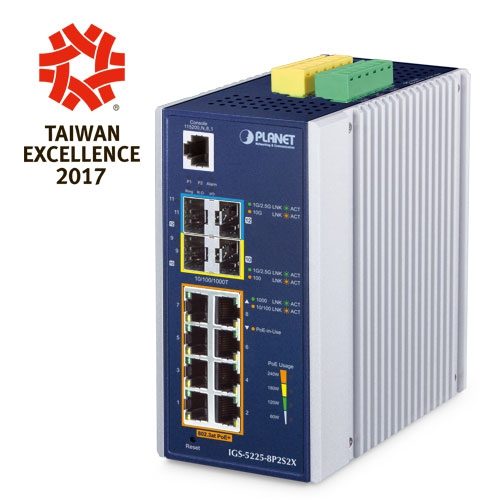 Switch Ethernet Administrado Industrial L3 de 8 Puertos 10/100/1000T 802.3at PoE + 2 Puertos 1G/2.5G SFP + 2 Puertos 10G SFP+