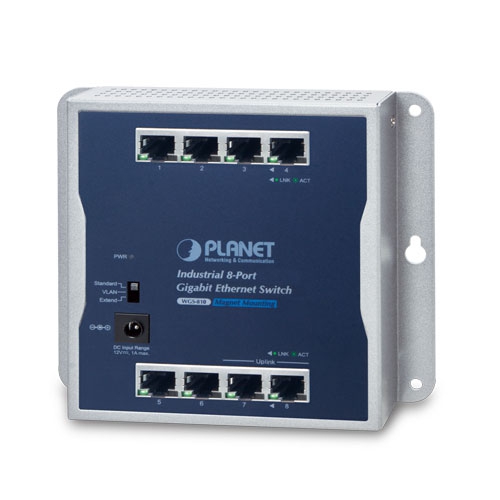 Switch Gigabit Ethernet industrial de 8 puertos 10/100/1000T de pared