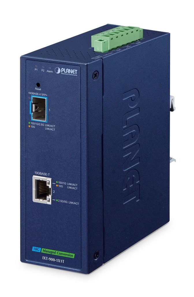 Conversor de medios Industrial gestionado 10G BASE-X SFP+  1-Port 10GBASE-T