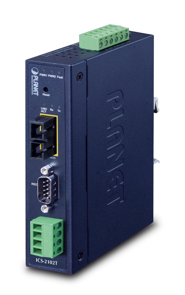 Servidor de dispositivo serie industrial IP30 de 1 puerto RS232/RS422/RS485 (1 x 100FX SC, MM/2 km, -40~75 grados C)