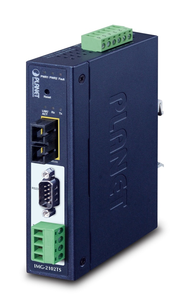 Puerta de enlace Modbus industrial IP30 de 1 puerto RS232/RS422/RS485 (1 x 100FX SC, SM/30 km, -40~75 grados C)