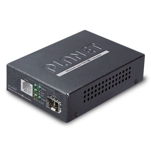 Extensor ethernet sobre cable teléfono 1000BASE-X SFP de 1 puerto + RJ11 VDSL2 de 1 puerto (perfil 30a con vectorización G)