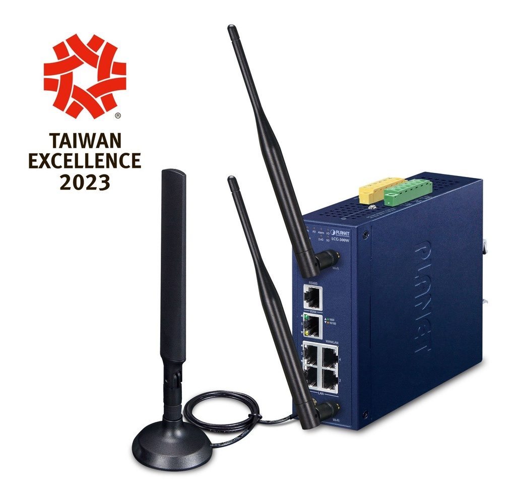 Puerta de Enlace Inalámbrica LoRaWAN Industrial Con 5 Puertos 10/100/1000T (802.11ax 1800Mbps, 2 DI/DO, -40~75 Grados C, EU868 Sub 1G)