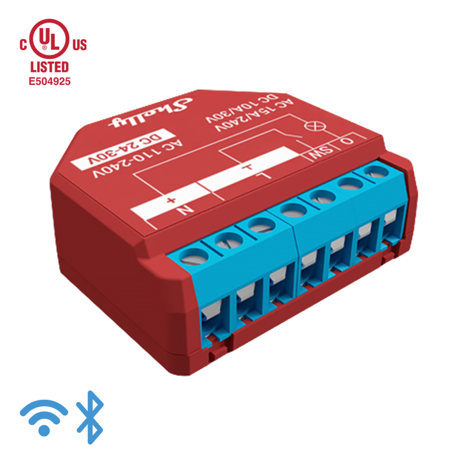 Relé inteligente con medidor de energía operado por WiFi, 1 canal 15A con contactos secos