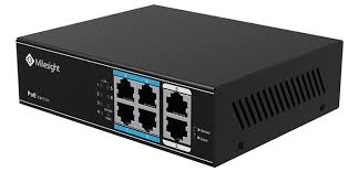 Switch PoE, 4 puertos PoE RJ45 10/100Mbps, 2 puertos uplink 100Mbps