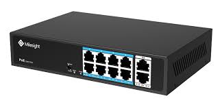 Switch PoE, 8 puertos PoE RJ45 10/100Mbps, 2 puertos uplink 1000Mbps