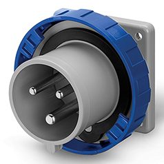 ENCHUFE MACHO EMBUTIDO 2P+T IP67 16A 6h 200-250V, FIJACION 75X75mm