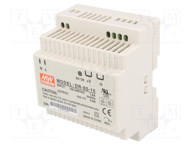 Fuente de Poder riel DIN 15V 4A 60W