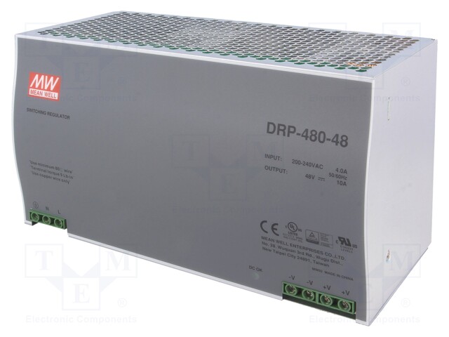 Fuente de Poder riel DIN 48V 10A 480W