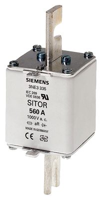 Fusible Siemens Sitor with slotted blade contacts, NH2, In: 630 A, aR, Un AC: 1000 V, front indicator