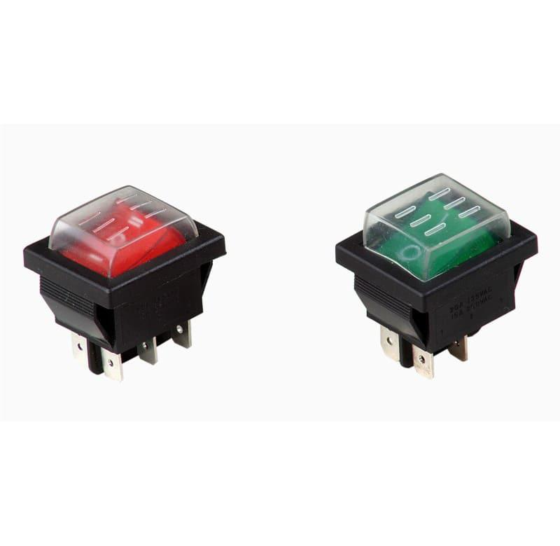 Interruptor 2 pocisiones ILUMINADA C/tapa Silicona verde 220V