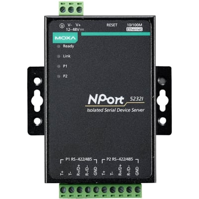 2-port RS-422/485 device server with 2 KV optical isolation, 0 to 55°C op temp.