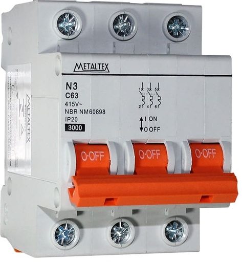 Interruptor automático 3 polos 3kA curva C serie N3