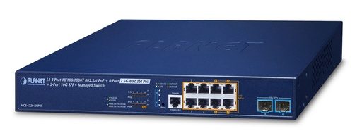 [MGS-6320-8HP2X] L3 4 puertos 10/100/1000T 802.3at PoE + 4 puertos 2.5G 802.3bt PoE + Switch administrado 2 puertos 10G SFP+ (240W)
