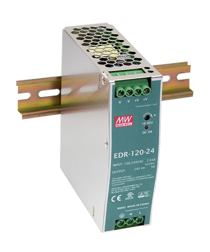 Fuente de poder Riel DIN metálica 120W EDR-120