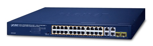 [GSW-2824P] Switch Ethernet combinado Gigabit TP/SFP de 24 puertos 10/100/1000T 802.3at + 2 puertos 10/100/1000T + 2 puertos (250 W)