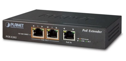 [POE-E202] Extensor PoE Gigabit de 1 puerto 802.3at PoE+ a 2 puertos 802.3af/at