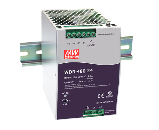 Fuente de poder Riel DIN Bifásica 480W WDR-480