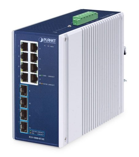 [IGS-1000-8T4X] Switch Ethernet Industrial de 8 Puertos 10/100/1000T + 4 Puertos 10G SFP+