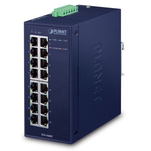 [IGS-1600T] Switch Ethernet Industrial de 16 Puertos 10/100/1000T (-40~75 Grados C)