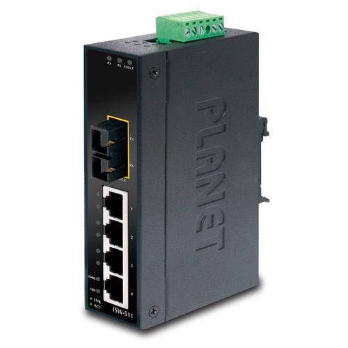 [ISW-511] Switch Ethernet Industrial Multimodo de 4+1 Puertos 100FX - 2 Km (Temperatura de Funcionamiento de -10 ~ 60 Grados C)
