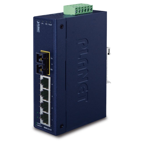 [ISW-511T] Switch Ethernet industrial multimodo de puerto 4+1 100FX - 2 km (temperatura de funcionamiento de -40 ~ 75 grados C)