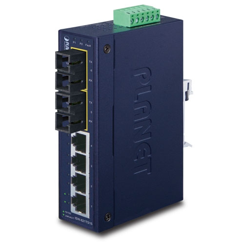 [ISW-621TS15] Switch Ethernet industrial monomodo de 4+2 puertos 100FX - 20 km (temperatura de funcionamiento de -40 ~ 75 grados C)