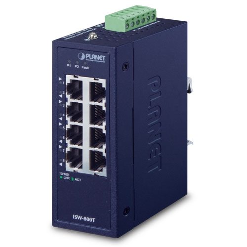 [ISW-800T] Switch Fast Ethernet Compacto Industrial de 8 Puertos 10/100TX (Temperatura de Funcionamiento de -40 a 75 Grados C)