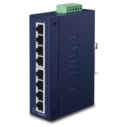 [ISW-801T] Switch Fast Ethernet Industrial 10/100TX de 8 Puertos (Temperatura de Funcionamiento de -40 a 75 Grados C)
