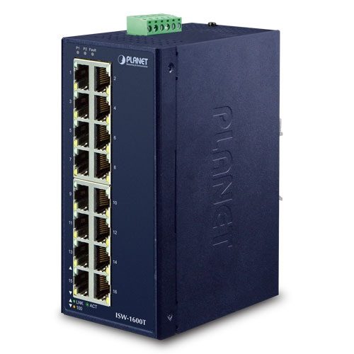 [ISW-1600T] Switch Fast Ethernet Industrial de 16 Puertos 10/100TX (-40~75 Grados C)