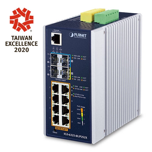 [IGS-6325-8UP2S2X] Industrial L3 8 puertos 10/100/1000T 802.3bt PoE + 2 puertos 100/1000X SFP + 2 puertos 10G SFP+ Switch administrado