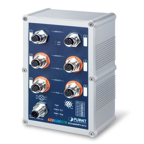 Switch Ethernet Administrado Industrial de 4 Puertos 10/100/1000T 802.3at Con Clasificación IP67 + Switch Ethernet Administrado 10/100/1000T de 2 Puertos (-40 ~ 75 Grados C)