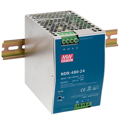 Fuente de poder Riel DIN metálica 480W NDR-480