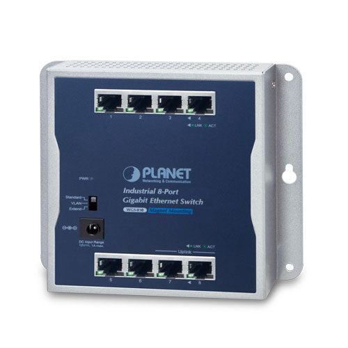 [WGS-810] Switch Gigabit Ethernet industrial de 8 puertos 10/100/1000T de pared