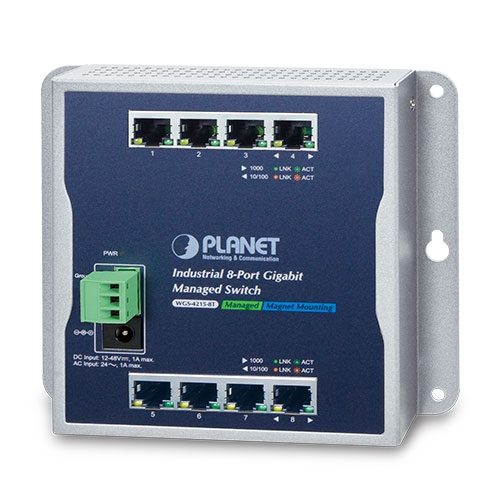 [WGS-4215-8T] Switch administrado industrial de montaje en pared de 8 puertos 10/100/1000T (-40~75 grados C)