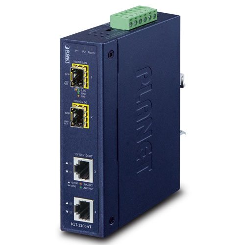[IGT-2205AT] Conversor de medios SFP industrial de 2 puertos 10/100/1000T a 2 puertos 100/1000/2500X