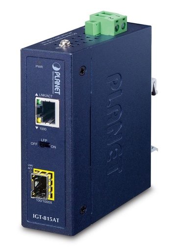 [IGT-815AT] Conversor de medios compacto industrial 100/1000BASE-X a 10/100/1000BASE-T