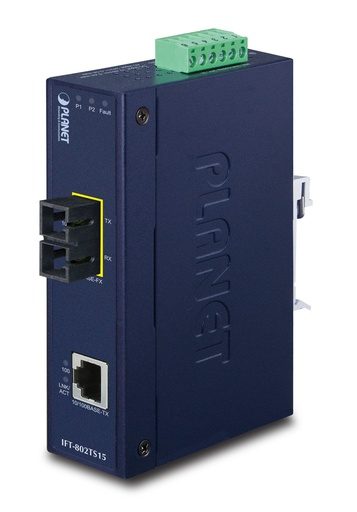[IFT-802TS15] Conversor de medios industrial 10/100Base-TX a 100Base-FX - 15 km